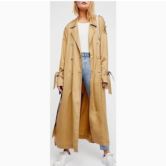 Free People Tied Up Slouchy Trench Coat XS - Picture 2 of 7